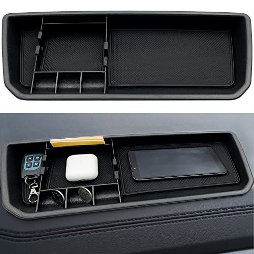Center Console Organizer fit for VW Atlas and Cross Sport 2018 2019 2020 2021 2022 2023 Interior Storage Box Accessories (Not fit for 2024) - color: Grey