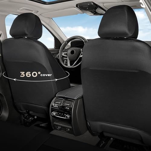 Coverado Car Seat Covers Full Set, Luxury Leather Car Seat Covers, Automotive Front and Rear Mesh Seat Covers, Full Set 5 Seats, Black Seat Covers for SUV Sedan Truck - color: Black, size: Fullset