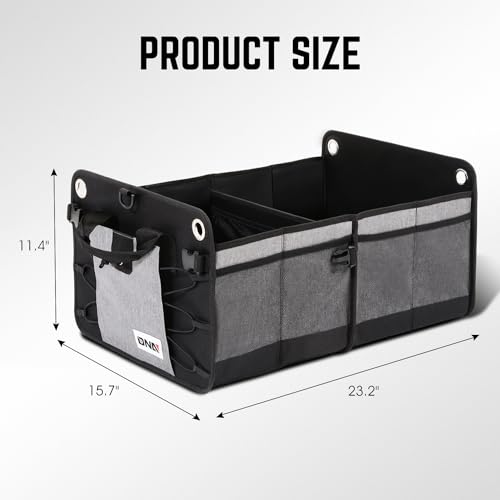 DNA Motoring Trunk Organizer for Car, 70L Large Capacity Foldable Trunk Organizer, Multi Compartment Car Trunk Organizer for Women Men, Grey, TOOLS-00420 - style: 2 Compartments 4 Pockets