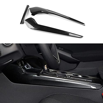 Car Side Gear Shift Cover Strip Decals for 2022 2023 2024 2025 Honda Civic 11th Gen Accessories ABS Carbon Fiber Interior Stickers - color: Gear Shift Side Cover
