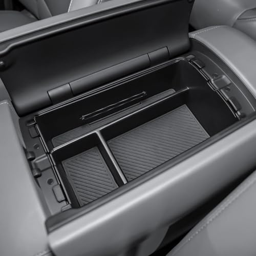 TACOBRO Center Console Organizer Compatible with 2026 Hyundai Palisade Console Tray ABS Plastic Armrest Storage Box with Rubber Pad 2026 Palisade Accessories (Upper and Lower)