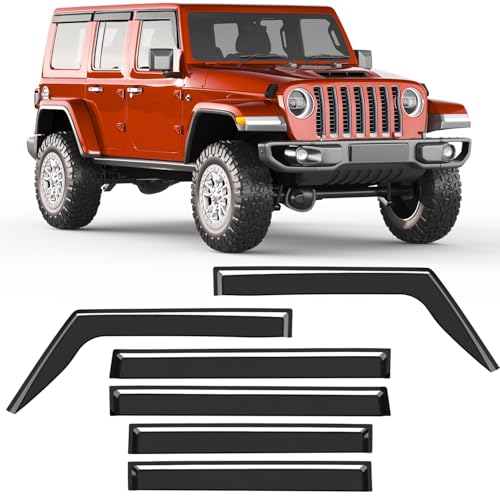 6-PCS Extra-Thick Rain Guards Fit for 2018-2026 Jeep Wrangler JL/2020-2026 Gladiator Extra Durable Tape-on Window Rain Guard Window Deflectors Vent Shades Window Visor Vent Visors Exterior - size: Fit for 2018-2025 Wrangler JL/2020-2025 Gladiator