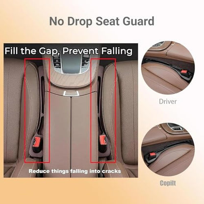Car Seat Gap Filler, 2-Pack No-Drop Seat Side Gap Seam Filler Organizer with Phone Holder, Seat Gap Fillers for All Cars, Prevents Items from Falling, Easy to iInstall (Beige) - color: Beige