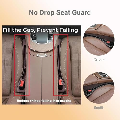 Car Seat Gap Filler, 2-Pack No-Drop Seat Side Gap Seam Filler Organizer with Phone Holder, Seat Gap Fillers for All Cars, Prevents Items from Falling, Easy to iInstall (Brown) - color: Brown