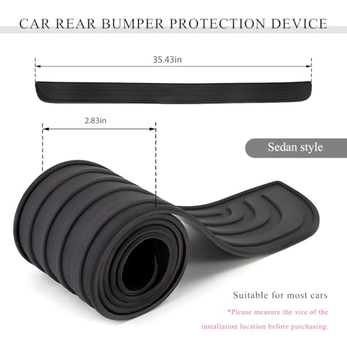 Car Rear Bumper Protector Guard, Anti-Scratch Auto Trunk Door Entry Protection Strip, Non-Slip Rubber Bumper Protective Cover Guard for Most Cars Trucks SUVs (Black, 35") - color: Black, 35"