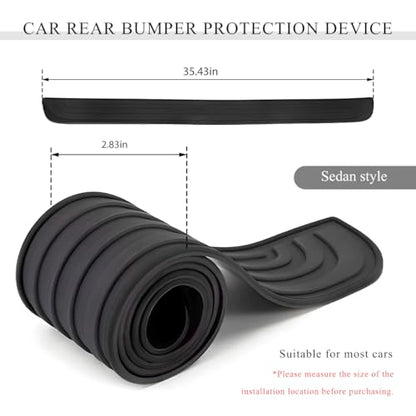 Car Rear Bumper Protector Guard, Anti-Scratch Auto Trunk Door Entry Protection Strip, Non-Slip Rubber Bumper Protective Cover Guard for Most Cars Trucks SUVs (Black, 35") - color: Black, 35"
