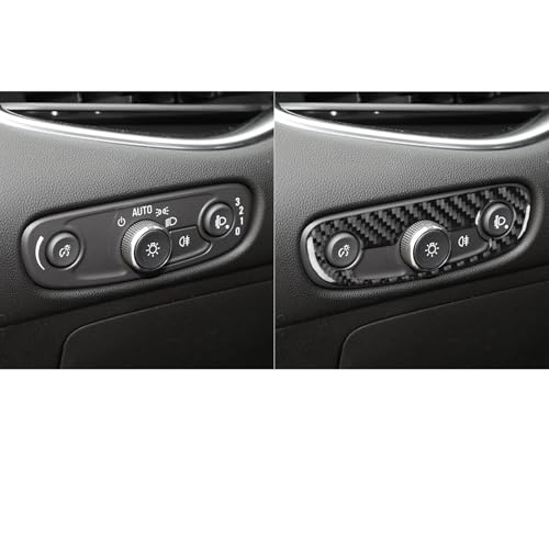 Black Carbon Fiber Compatible with Chevrolet/Chevy Malibu 2016 2017 2018 2019 2020 2021 2022 2023 2024 2025 Accessories Car Headlight Dimmer Dome Lamp Switch Cover Interior Trim Decal -A - color: Headlight Switch -a