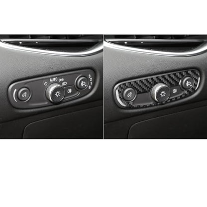 Black Carbon Fiber Compatible with Chevrolet/Chevy Malibu 2016 2017 2018 2019 2020 2021 2022 2023 2024 2025 Accessories Car Headlight Dimmer Dome Lamp Switch Cover Interior Trim Decal -A - color: Headlight Switch -a