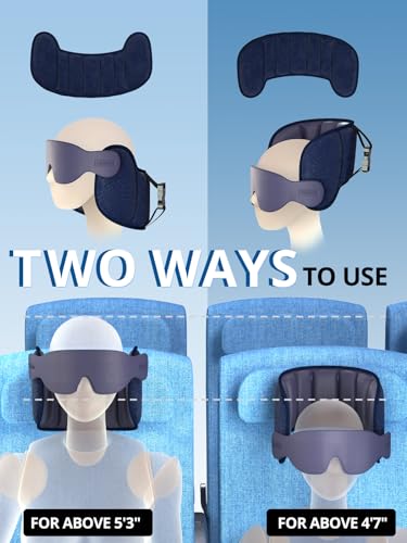 Inspireyes Travel Pillows for Airplanes, Airplane Pillow with Sleep Eye Mask, 360° Support Headrest Strap Travel Essentials for Long Flight, Car Trip, No Bobblehead, Fit Various Heights, Dark Grey - color: U-dark Grey