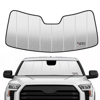 Windshield Sun Shade Compatible for 2022-2025 Toyota Tundra Silver Reflective Foldable Front Sun Visor Sunshade Protector with Storage Bag Keep Interior Cool - size: 2022-2025-Toyota-Tundra