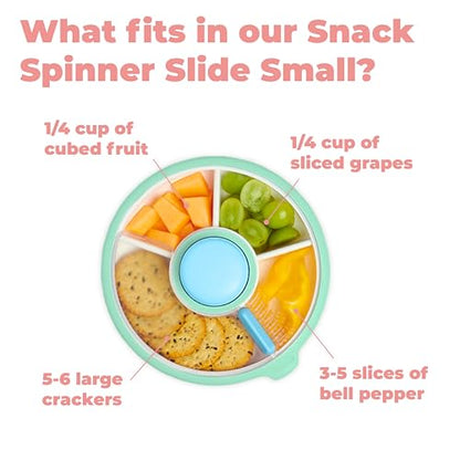 GoBe Kids Small Snack Spinner Slide - Reusable Snack Container with 4 Compartment Dispenser and Lid | BPA/PVC Free | Dishwasher Safe | No Spill - Travel Accessories (Twinberry)