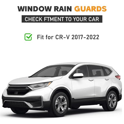 Shatterproof Taped-On Window Deflectors for Honda CR-V 2017-2022 with Chrome Trim, Rain Guards, Window Visors for Cars, Vent Deflector, 4pcs - size: For 2017-2022 CR-V