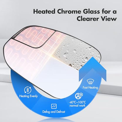 SNEMEEY Compatible with Toyota RAV4 Driver Side Mirror Glass 2016 2017 2018 - Left Side Replacement View Mirror, Heated Chrome Convex Mirror with Backing Plate and Rear Holder - color: Driver Side（LH）