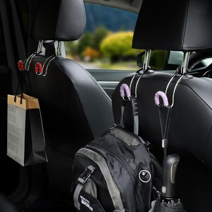Soleebee 2 Pack Bling Car Headrest Hooks Crystal Rhinestones Universal Car Seat Hook Auto Hook Durable Car Back Seat Hangers Storage Organizer (Red) - color: Red