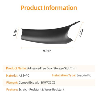 3 PCS Door Handle Covers Compatible with BMW X5 E70 2007-2013, X6 E71/E72 2007-2014 Accessories, Front Rear Left Right Side Inner Door Pull Handle Cover, Black - color: Black