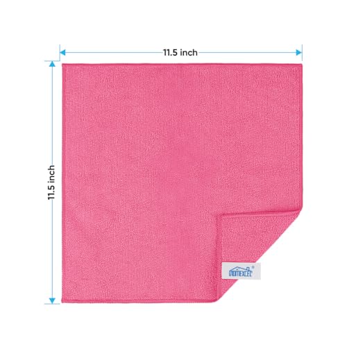 HOMEXCEL Pink Microfiber Cleaning Cloth, 24 Pack Cleaning Towels for Kitchen, Lint Free, Scratch-Free, Highly Absorbent, and Reusable Cleaning Rags for House, Window and Glass, Cars, 11.5 X11.5 inch - color: Pink