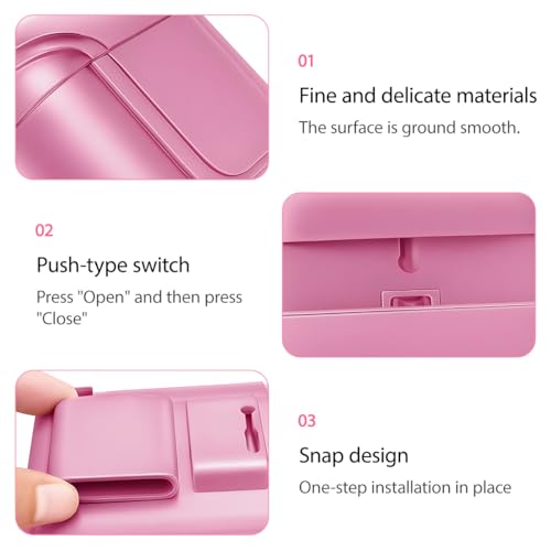 Car Trash Can with Lid, Mini Leakproof Vehicle Garbage Can with 1 Roll Trash Bags, Multipurpose Automotive Garbage Container & Storage Organizer, Universal for Truck SUV Sedan (Pink)