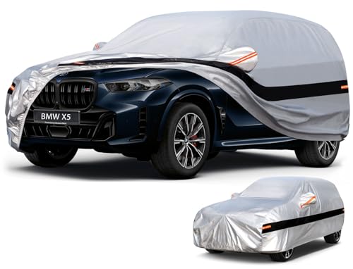 10 Layers SUV Car Cover Custom Fit for BMW X5 (2007-2024) Waterproof All Weather for Automobiles, Outdoor Full Cover Rain Sun UV Protection.Silver - size: Custom Fit for BMW X5