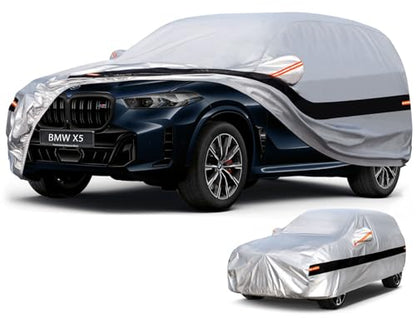 10 Layers SUV Car Cover Custom Fit for BMW X5 (2007-2024) Waterproof All Weather for Automobiles, Outdoor Full Cover Rain Sun UV Protection.Silver - size: Custom Fit for BMW X5