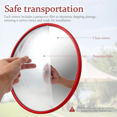24" Acrylic Convex Mirror – Adjustable Wide Angle View Traffic Mirror for Enhanced Security Coverage in Rooms, Offices, Warehouses, Parking Lots, and Addressing Corner Blind Spot Areas.