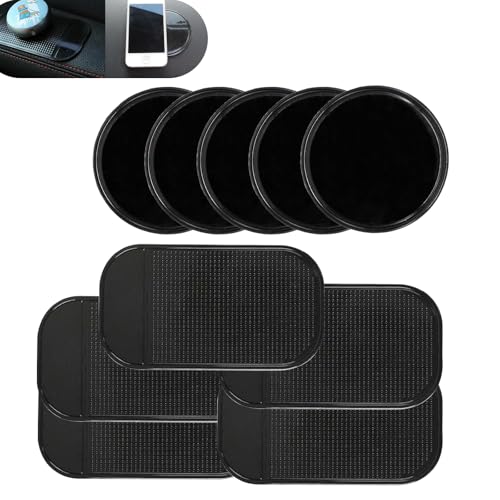 10 PCS Car Dashboard Non Slip Mat, Multifunctional Sticky Dash Pad, Anti-Slide Dash Mat, Universal for Radar Detector, Phone, Keys, Glass, Mirrors, Metal, Coins (Black) - size: 10 PCS