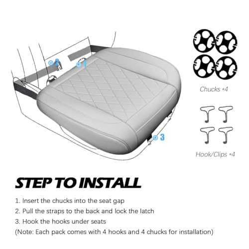 Front Bottom Seat Cover for Cars, 2-Pack Luxury Faux Leather Car Bottom Seat Cover Auto Seat Cushion, Anti-Slip, Waterproof, Universal Fit, Light Gray - color: Front Seats - Light Gray
