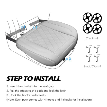 Front Bottom Seat Cover for Cars, 2-Pack Luxury Faux Leather Car Bottom Seat Cover Auto Seat Cushion, Anti-Slip, Waterproof, Universal Fit, Light Gray - color: Front Seats - Light Gray