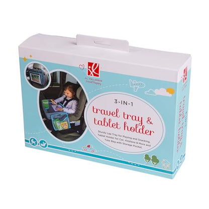 J.L. Childress 3-IN-1 Kids Travel Tray & Tablet Holder - Car Seat Lap Tray Desk for Toddlers, Road Trip Essentials, Car Seat Activity Table, Travel Accessories - Grey/Teal - style: Grey/Teal