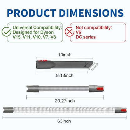 Attachment Kit - Extension Hose and Crevice Tool Compatible with Dyson V15 V11 V10 V7 V8 Absolute Animal Motorhead Trigger Model - color: Extension Hose and Crevice Tool
