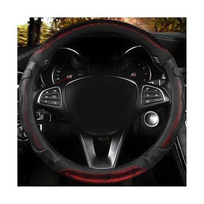 Car Steering Wheel Cover, 15 Inch Anti-Slip Steering Wheel Cover Protector with 3D Honeycomb Design, Universal Steering Wheel Covers for Truck SUV, Car Accessories (Red, Round Shape) - color: Red, Round Shape