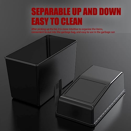 1 Pack Car Trash Can with Lid, 8.2" x 7.8" x 3.9" Capacity Universal Waterproof Portable Car Trash Can, Multifunctional Odorless Organizer Can for Auto Office Home (Black)