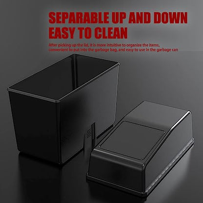 1 Pack Car Trash Can with Lid, 8.2" x 7.8" x 3.9" Capacity Universal Waterproof Portable Car Trash Can, Multifunctional Odorless Organizer Can for Auto Office Home (Black)