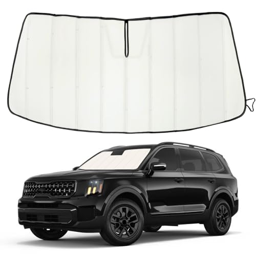 Windshield Sun Shade for Kia Telluride 2020-2025 2026, Front Window Visor Accessories, Accordion Folding Design Blocks Heat & UV Rays Maintain Cool Interior and Save Space - size: Kia Telluride 2020-2026