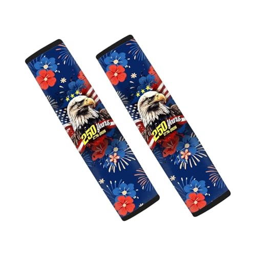 USA 250th Eagle 2 Pack Car Seat Belt Pad Cover Thickened Car Safety Seat Belt Strap Shoulder Pad Fashion Auto Interior Universal Fit Most Cars Women Men - color: USA 250th Eagle