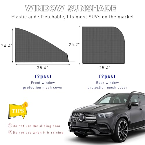 Ohleats 4 PCS Car Window Shades, Auto Front Rear Side Window Sun Shades for Block Heat & UV Protection, Breathable Mesh Baby Window Screen Covers, Universal Car Accessories (SUV) - size: SUV 4PCS