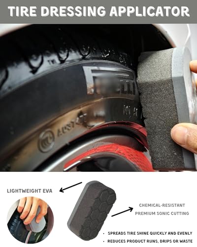 oesee 7PCS Pro-Grade Wheel Cleaning Kit: Long Handle Soft Wheel Brushes, Detailing Brush, Tire Scrubber, Wash Mitt, Hex-Logic Applicator & Microfiber Towel for Deep Car Detailing - size: 7 Packs