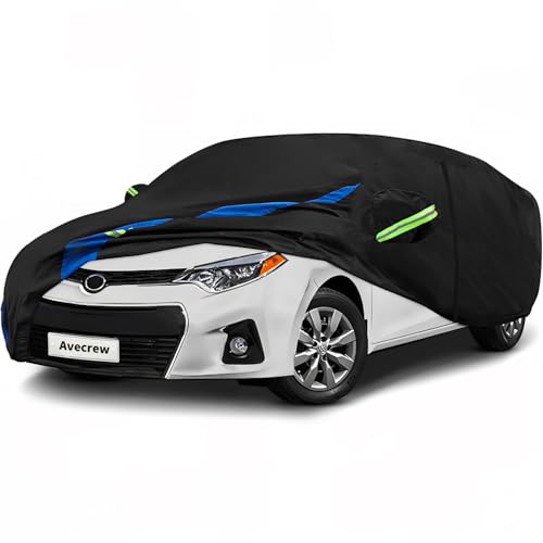 Avecrew Car Cover Custom Fit for Toyota Corolla, Waterproof All Weather Full Exterior Cover Rain Snow UV Protection Cover with Side Door Zipper Design - size: Fit for Toyota Corolla