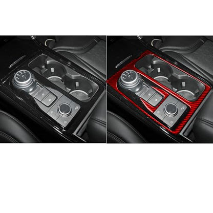 Real Red Carbon Fiber Car Center Console Gear Shifter Control Panel Sticker Auto Interior Trim Compatible with Ford Explorer(U625) XLT/Limited/ST/Platinum/Platinum Hybrid 2020 2021 2022 2023 - color: Automatic Gear Shift Panel
