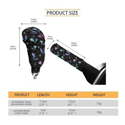 Jeiento Galaxy Rainbow Bat Handbrake Cover for Women Men Anti Slip Halloween Colorful Bat Auto Gear Shift Knob Covers Protective Accessories Universal Fit Most Cars - color: Galaxy Rainbow Bat