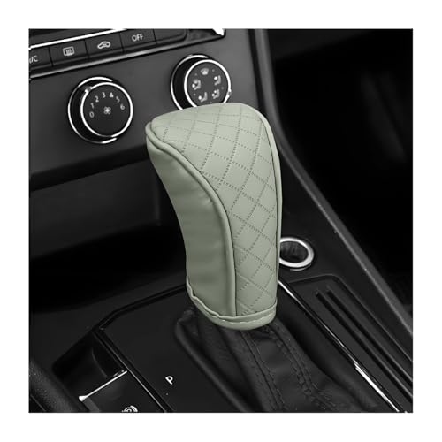 Car Gear Shift Cover, Leather Anti-Slip Waterproof Vehicle Stick Shifting Handle Protector, Breathable Automotive Interior Gear Shifter Knobs Decorative Cover, Universal Fit (Gray) - color: Gray