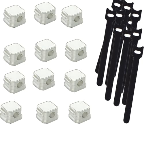 12 PCS White Magnetic Cable Clips Desk Phone Cord Cable Management Magnetic Cord Holder Adhesive Charging Cable Organizers for Cords Nightstand Home Accessories Includes 10 PCS Cable Ties - color: white1