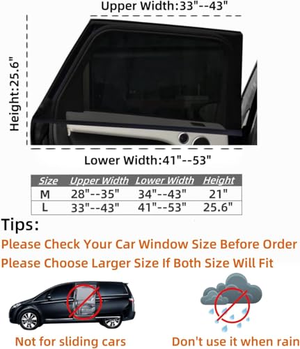 2Pack Mesh Car Window Cover 34" to 43", Window Screen Side Window Car Sun Shade for Camping Overnight Sleeping Baby Feeding, Fit for Most SUVs - size: M(34-43")