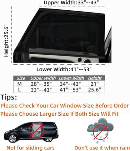 2Pack Mesh Car Window Cover 34" to 43", Window Screen Side Window Car Sun Shade for Camping Overnight Sleeping Baby Feeding, Fit for Most SUVs - size: M(34-43")