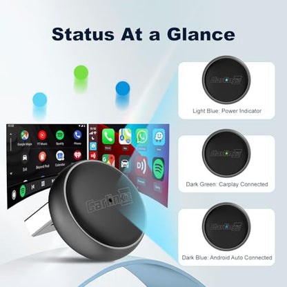 Carlinkit Mini Ultra Wireless CarPlay & Android Auto Adapter, Convert Factory Wired to Wireless, USB-A/USB-C Fast Connection for iPhone & Android 11+, Plug & Play Car Play Dongle, OTA Upgrade