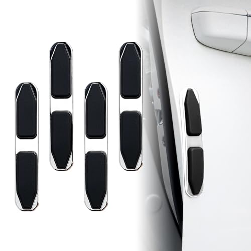 4Pcs Car Door Edge Guards, Universal Metal Auto Side Protector Self-Adhesive Anti-Scratch Car Decorative Strips(Metallic Black) - color: Metallic Black