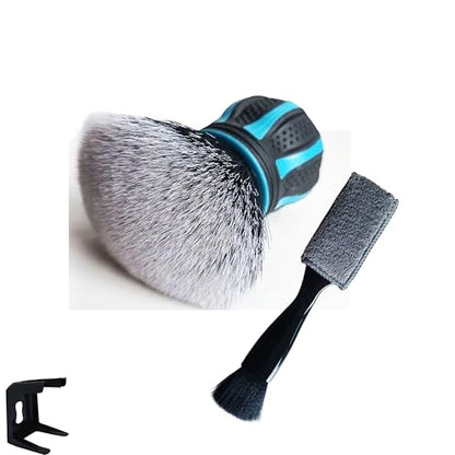 Car Interior Brush and Vent Cleaner Set - Premium Soft Fur Leather Brush & Dual-Ended Detailing Brush for Car Detailing, Vents, Crevices - 2.75inch Ball Head & 8.6inch Gap Brush