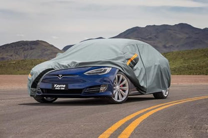 Kayme Heavy Duty Car Cover Waterproof All Weather, Custom Fit for Tesla Model S, Outdoor Full Exterior Cover with Charging Port and Breathable Ventilation Mesh, Sun and Rain Protection. - size: Custom Fit Tesla Model S-1