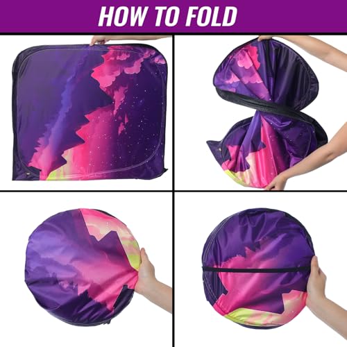 Car Windshield Sun Shade - Reflector Sunshade Offers Ultimate Protection for Car Interior, Cool Reflective Sun Blocker Fits Small Sedans, Mini SUVs - color: Purple sunset
