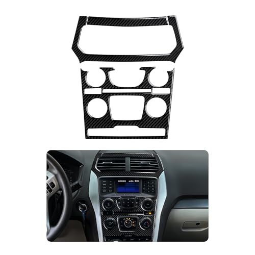 Car Central CD Panel Sticker Carbon Fiber Decal Interior Trim Cover for Ford Explorer Sport 2010-2015 Accessories(C) - color: CD Panel C