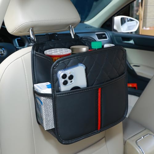 Car Seat Back Organizer with Storage Pockets, 2 Pack Multi Hanging Car Seat Organizer Backseat Car Organizer, Leather Backseat Car Organizer for Kids & Adults with Cup Holders Car Travel Accessories - color: Black A ( 2 Pack )